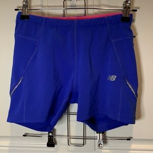 New Balance Royal Blue Bike Shorts with Pink Trim Size S